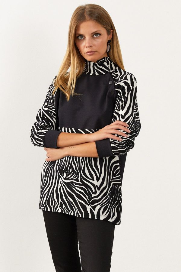 Cool & Sexy Дамски суичър Cool & Sexy EY1084/Black White