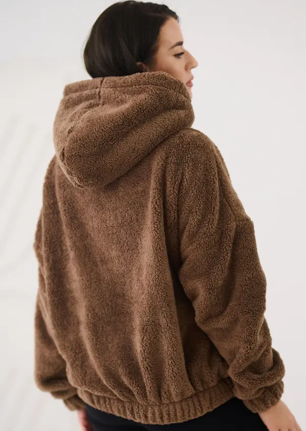 Factory Price Дамски суичър с качулка, тъмнобежов