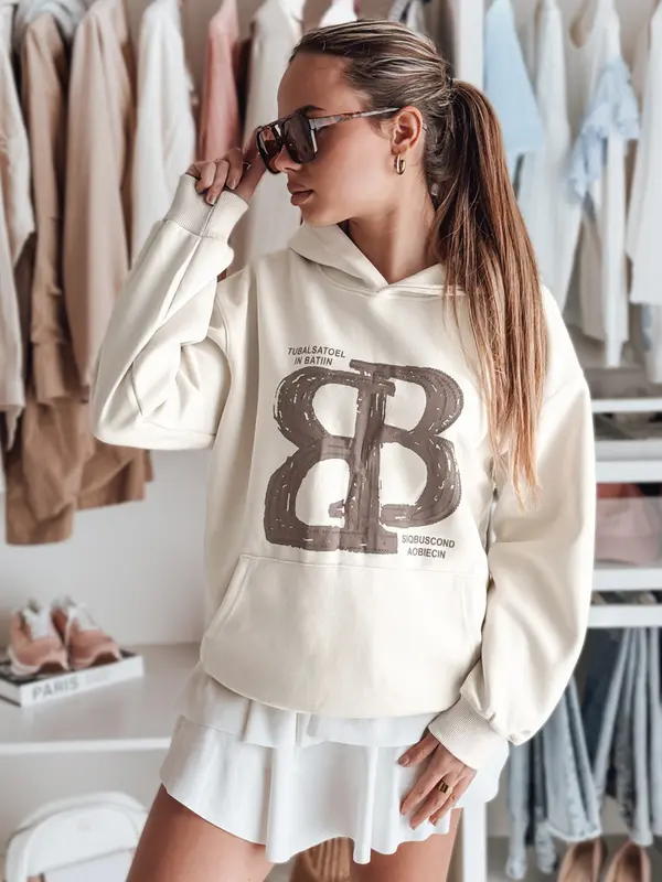 DStreet Дамски суичър с овърсайз качулка LITESSO в екрю