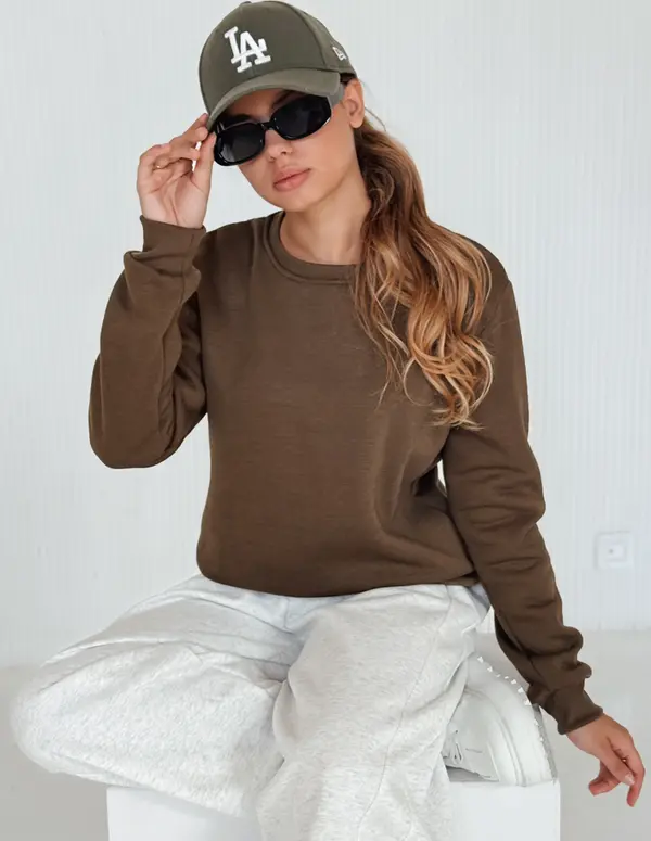 DStreet Дамски суитшърт FASHION II тъмнокафяв