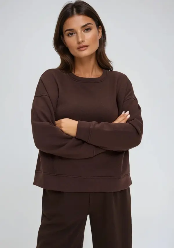 Marisse Дамски суитшърт Marisse с овърсайз кафяв цвят