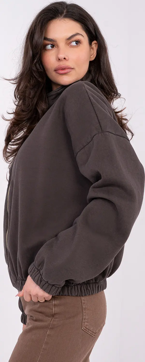 Factory Price Дамски суитшърт с цип, тъмнокафяв