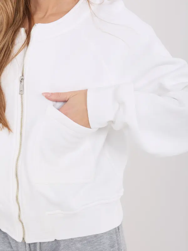 Factory Price Дамски суитшърт с цип в цвят екрю