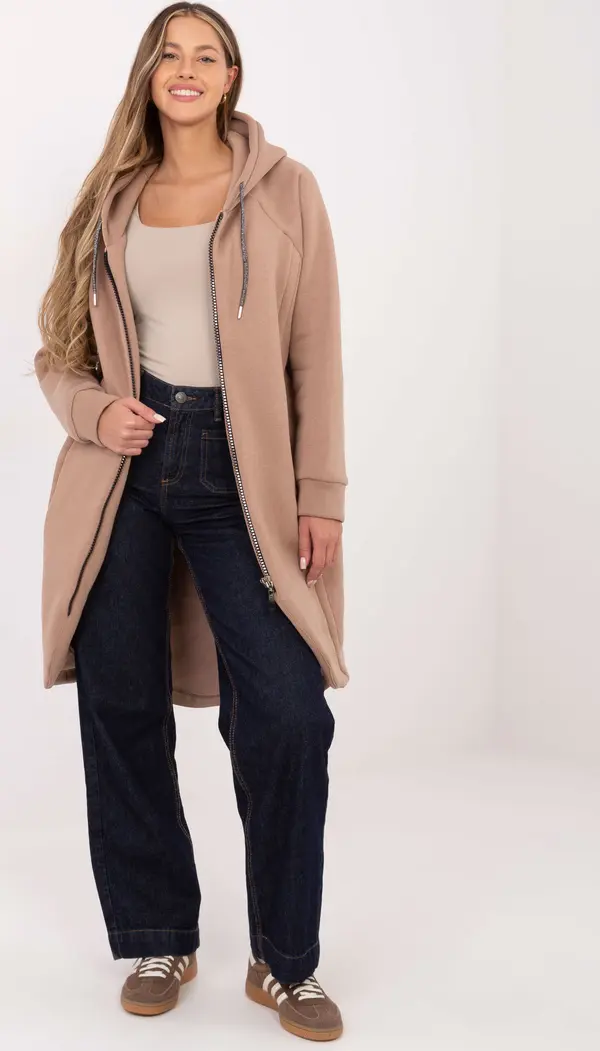 RELEVANCE Дамски суитшърт с цип в тъмнобежово