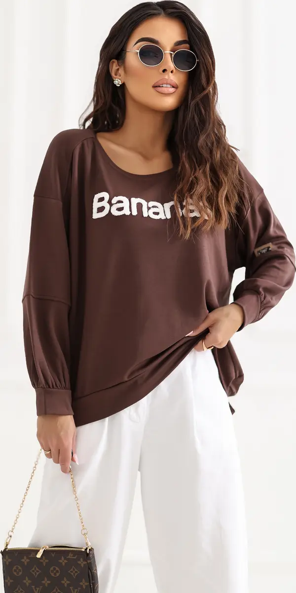 RUE PARIS Дамски суитшърт с овърсайз размер без качулка