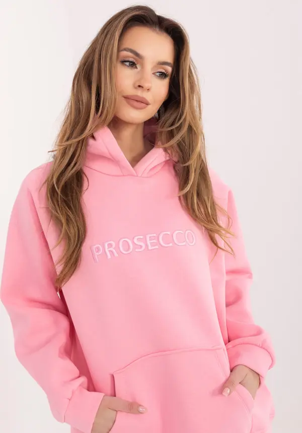 RUE PARIS Дамски суитшърт с овърсайз размер в розов цвят