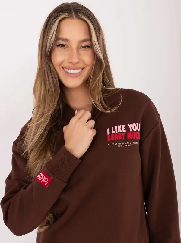 Sublevel Дамски суитшърт с щампа на плюшено мече