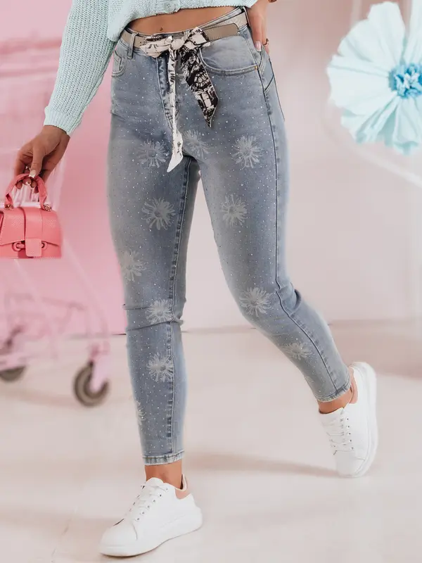 DStreet Дамски тесни дънки CRYSTALUX с колан