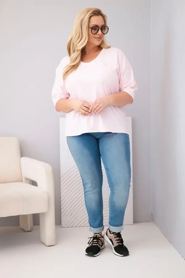 Kesi Włoski Дамски топ с големи размери Kesi Włoski, бонбонено розов