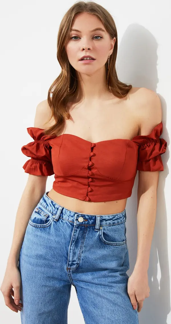 Trendyol Дамски топ Trendyol Frill detailed