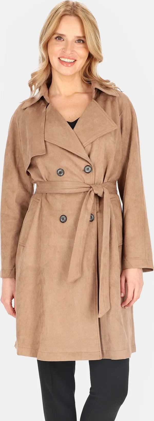 PERSO Дамски тренчкот PERSO от имитация на велур