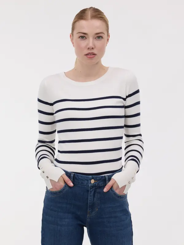 Orsay Дамски тъмносин раиран пуловер ORSAY