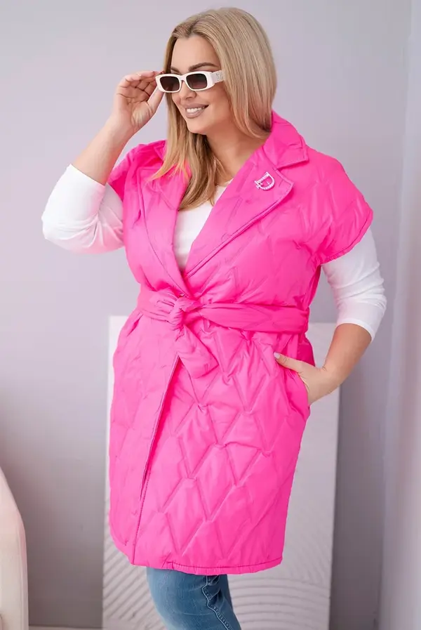 Kesi Włoski Дамски ватиран елек Kesi за големи размери с колан