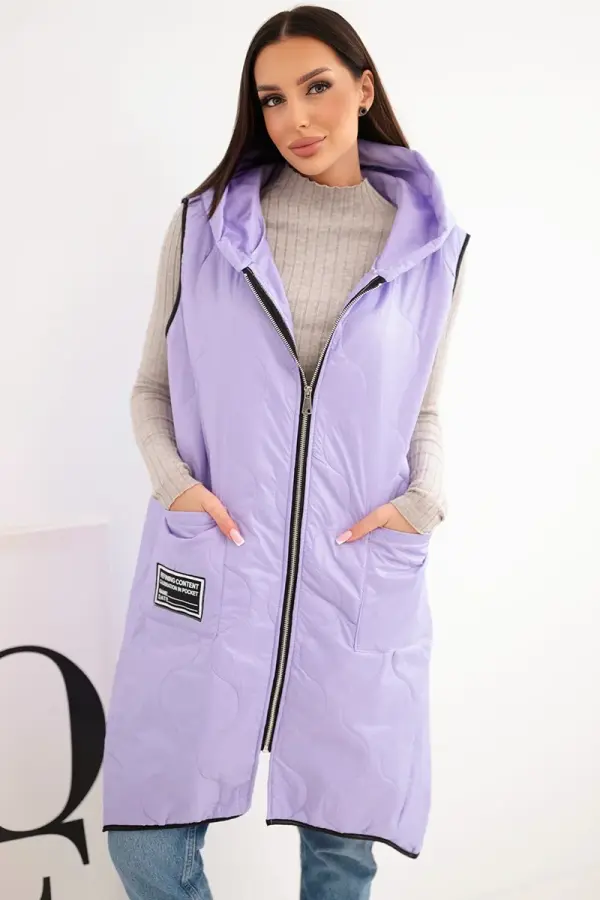 Kesi Włoski Дамски ватиран елек с качулка, големи размери Kesi Vlaska