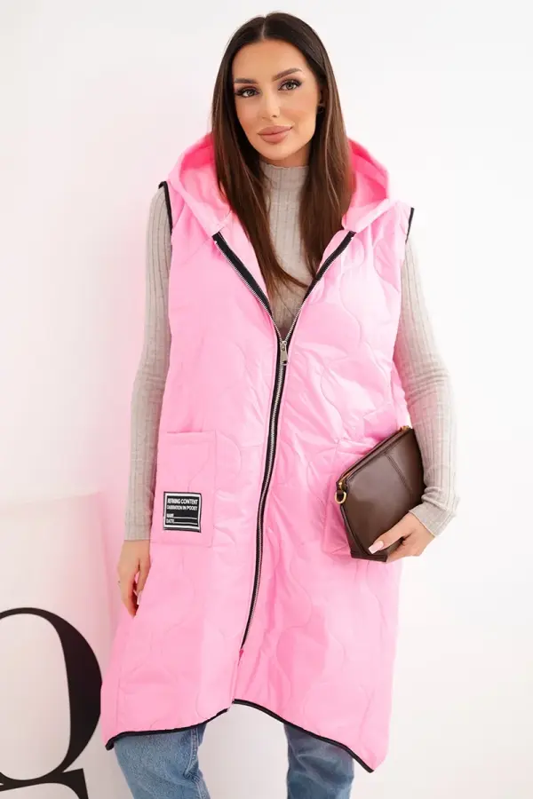 Kesi Włoski Дамски ватиран елек с качулка, голям размер Kesi