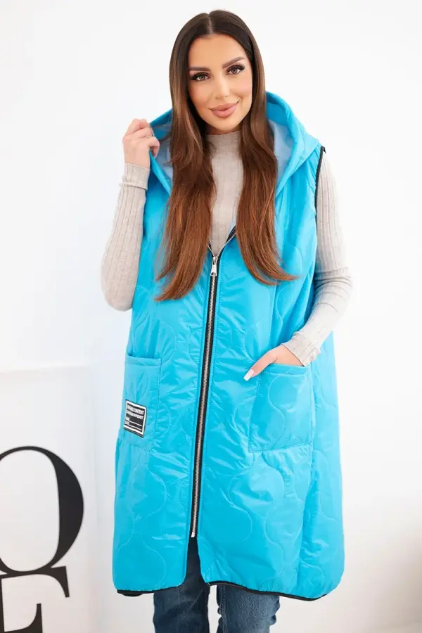 Kesi Włoski Дамски ватиран елек с качулка Kesi за големи размери