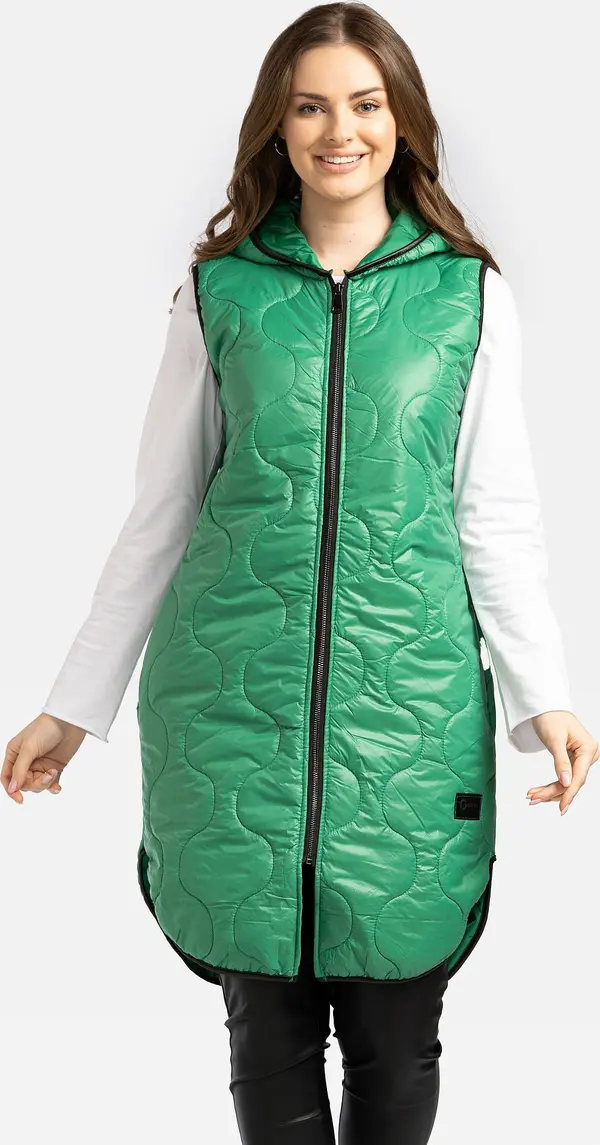 PERSO Дамски ватиран елек с качулка