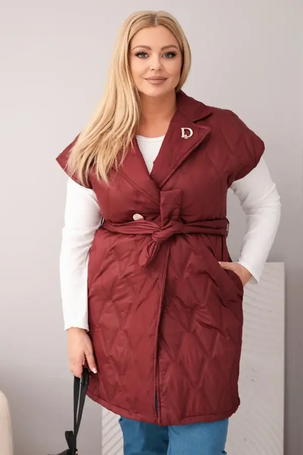 Kesi Włoski Дамски ватиран елек с колан и яка