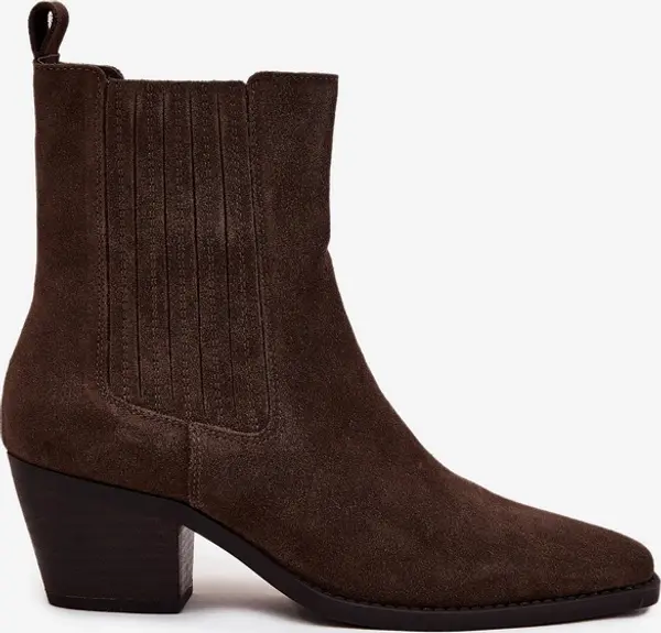 Boto Дамски велурени боти до глезена с токчета