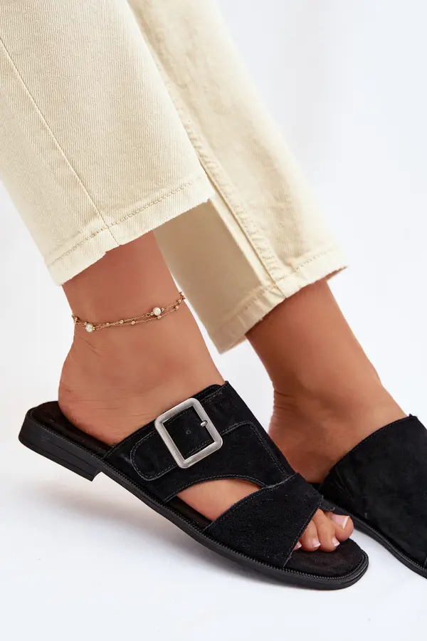 BIG STAR SHOES Дамски велурени джапанки с катарама Big Star