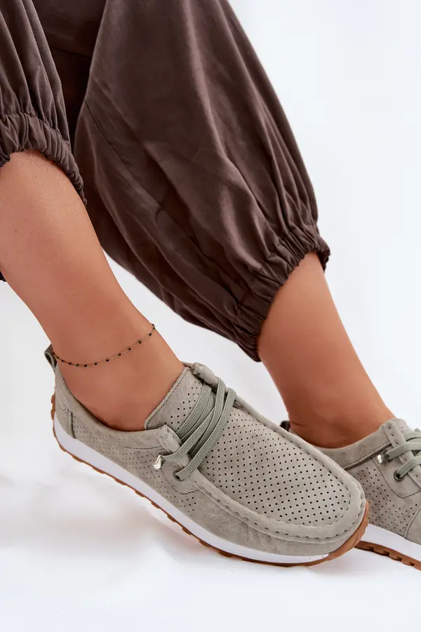 EVENTO Дамски велурени мокасини Evento зелени