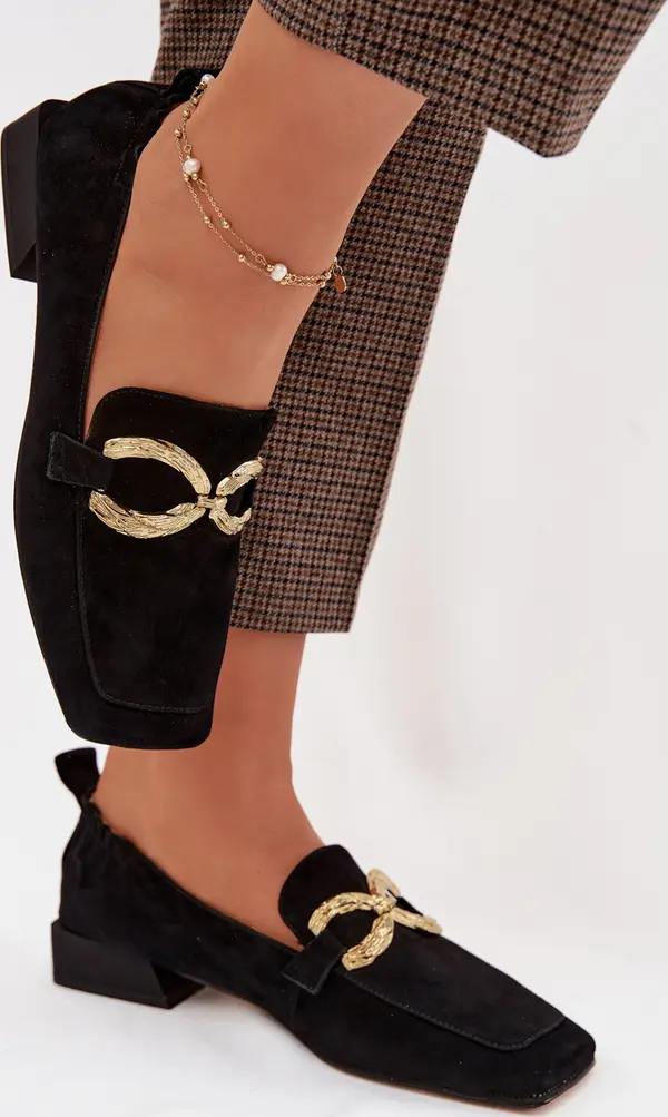 S. BARSKI Дамски велурени мокасини S. BARSKI с декоративни детайли