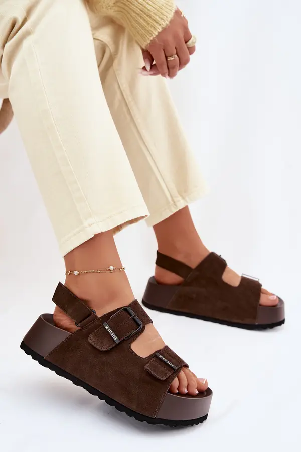 BIG STAR SHOES Дамски велурени сандали на платформа Big Star