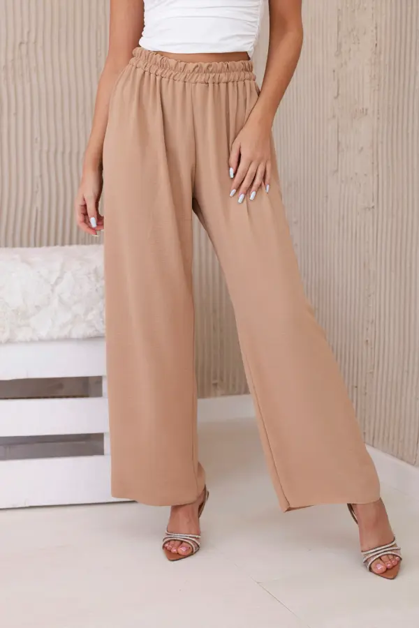 Kesi Włoski Дамски вискозен панталон Kesi Wide Leg капучино