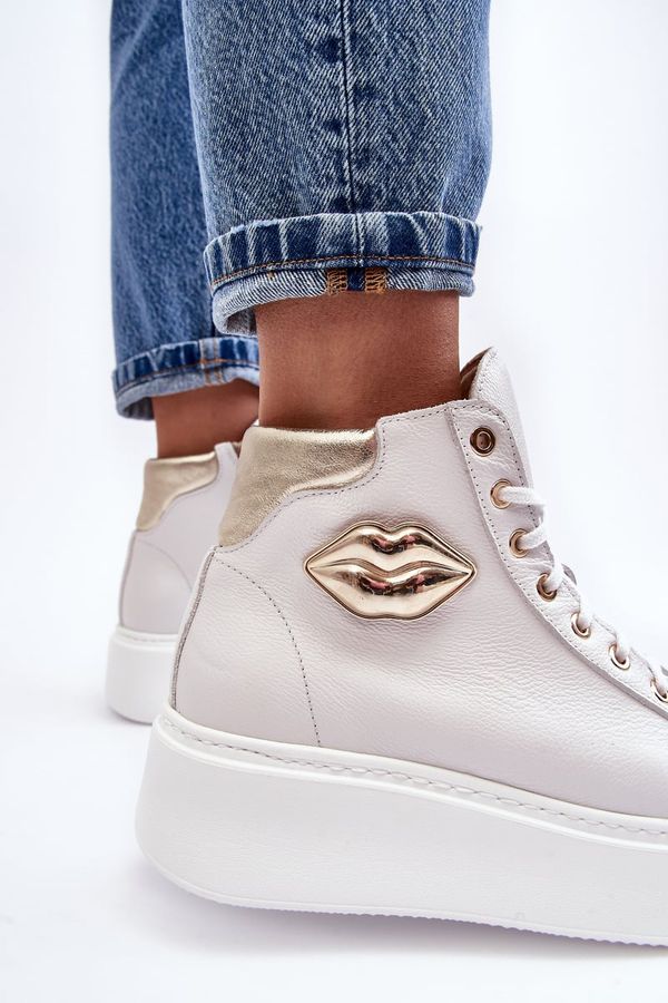 LEMAR Дамски високи маратонки с цип Lemar White Katerin