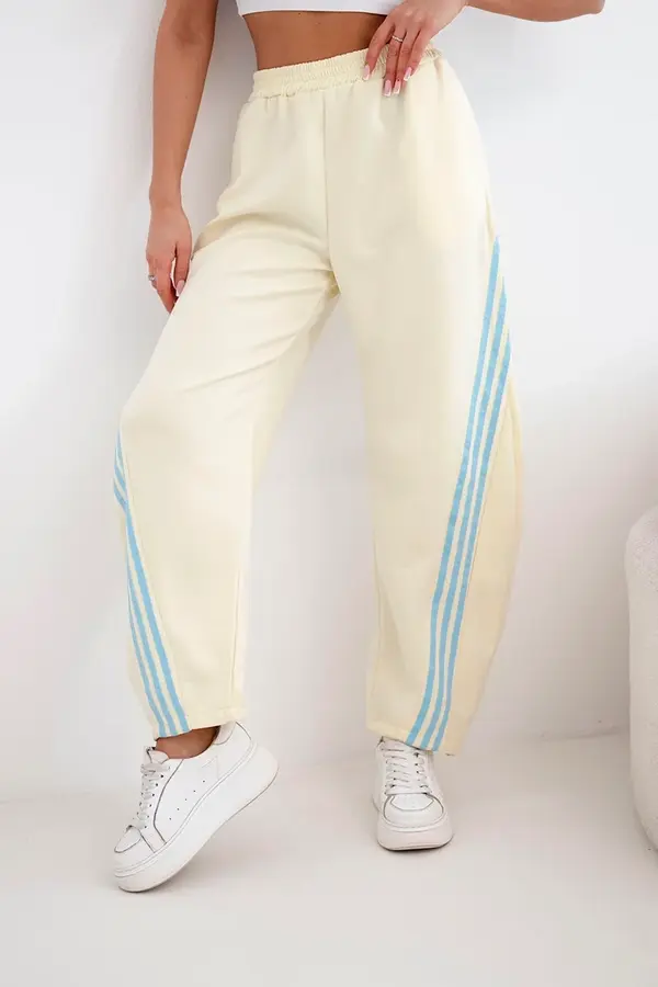 Kesi Włoski Дамски жълти панталони със странични райета