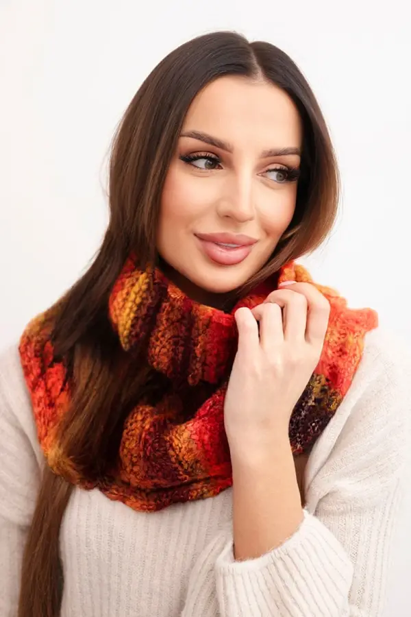 Kesi Дамски зимен вълнен шал KN21 червен