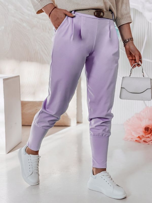 DStreet Damskie spodnie chinosy onesize z paskiem KLASSIA fioletowe Dstreet