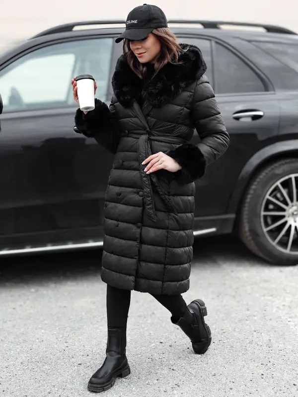 DStreet Дамско дълго черно зимно яке ZAELEGANTE