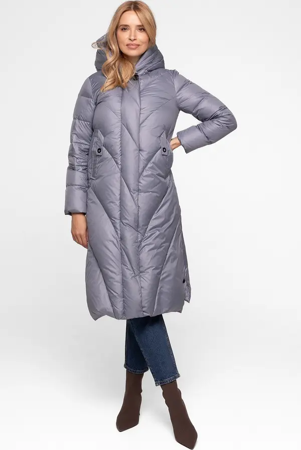 PERSO Дамско дълго палто с диагонални шевове