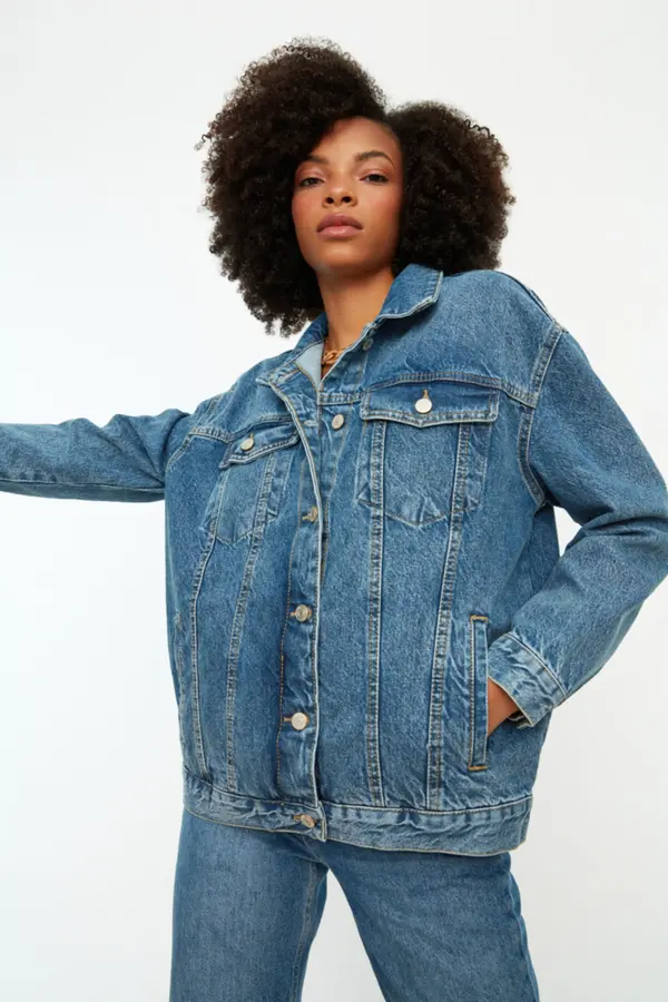 Trendyol Дамско дънково  яке Trendyol Denim