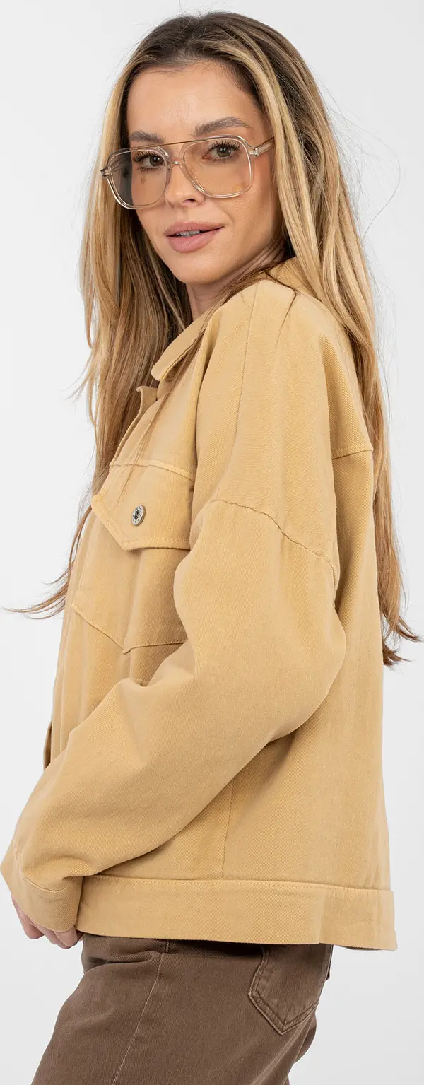 RUE PARIS Дамско дънково яке в цвят камила