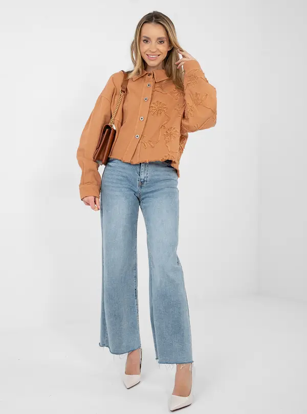 RUE PARIS Дамско дънково яке в тъмно оранжево