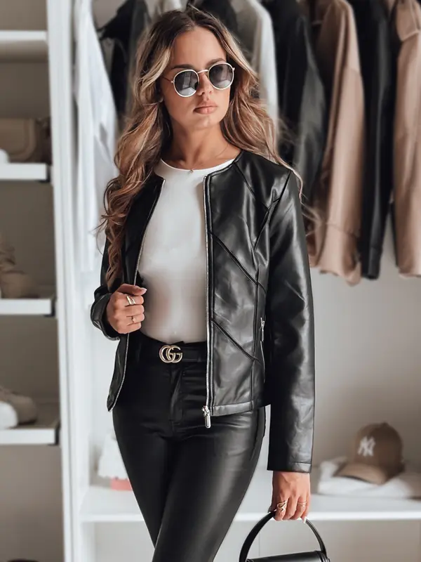 DStreet Дамско кожено яке CHICLEATHER черно