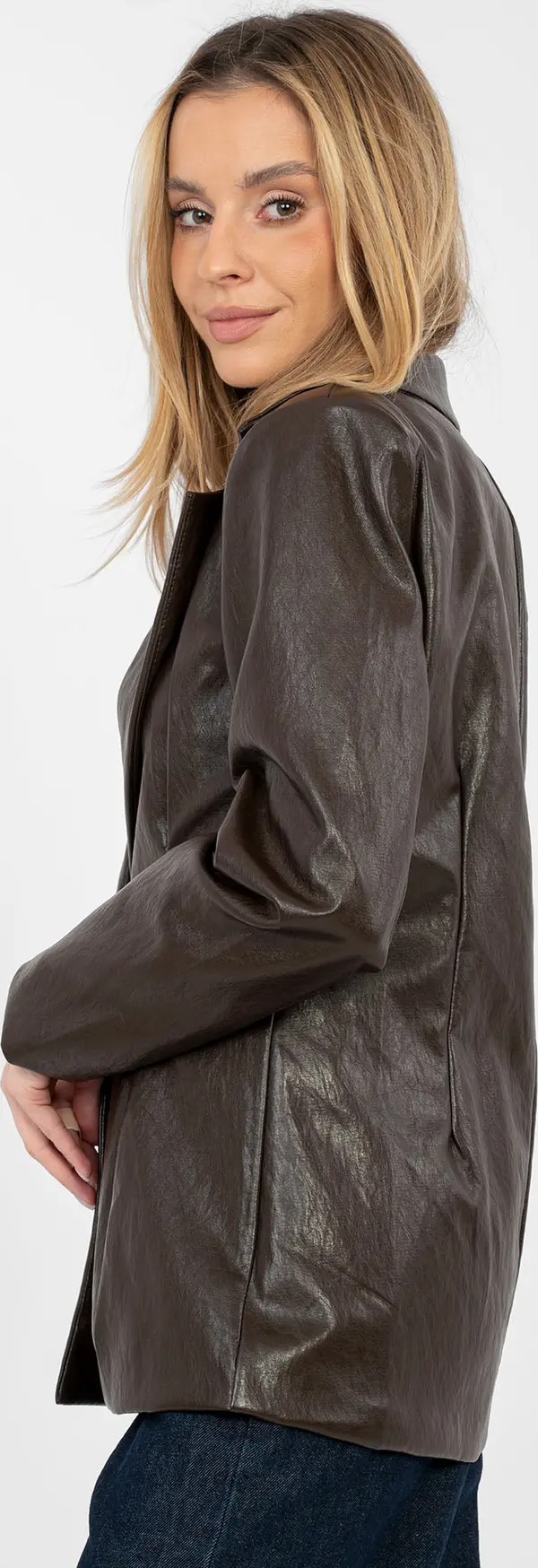 RUE PARIS Дамско кожено яке в тъмнокафяв цвят