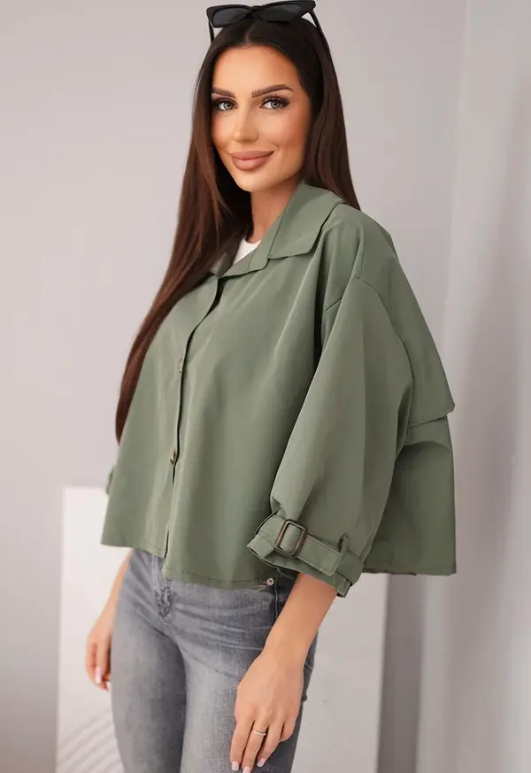 Kesi Włoski Дамско късо каки яке с копчета