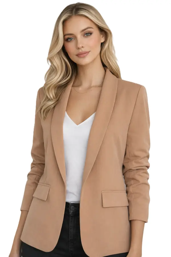 FASHION Дамско модно яке - Камилско