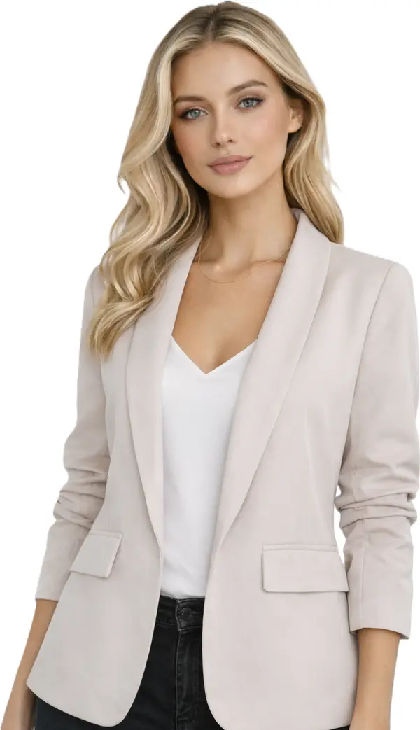 FASHION Дамско модно яке кремаво