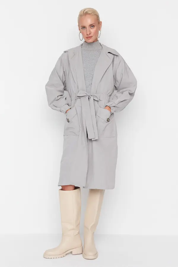 Trendyol Дамско палто Trendyol Waist Pucker