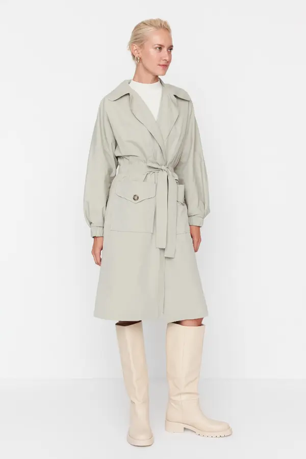 Trendyol Дамско палто Trendyol Waist Pucker