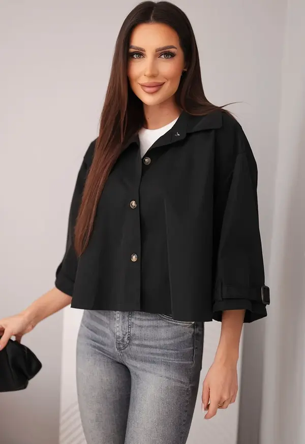 Kesi Włoski Дамско памучно пролетно яке Kesi Włoski, черно