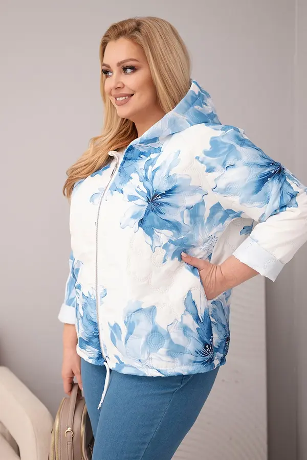 Kesi Włoski Дамско преходно яке Kesi Plus Size с флорален мотив
