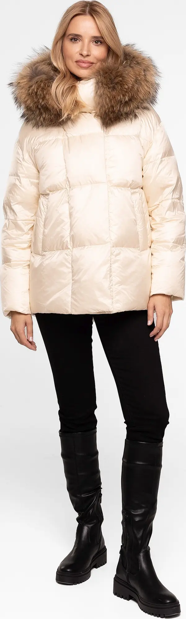 PERSO Дамско пухено яке с козина