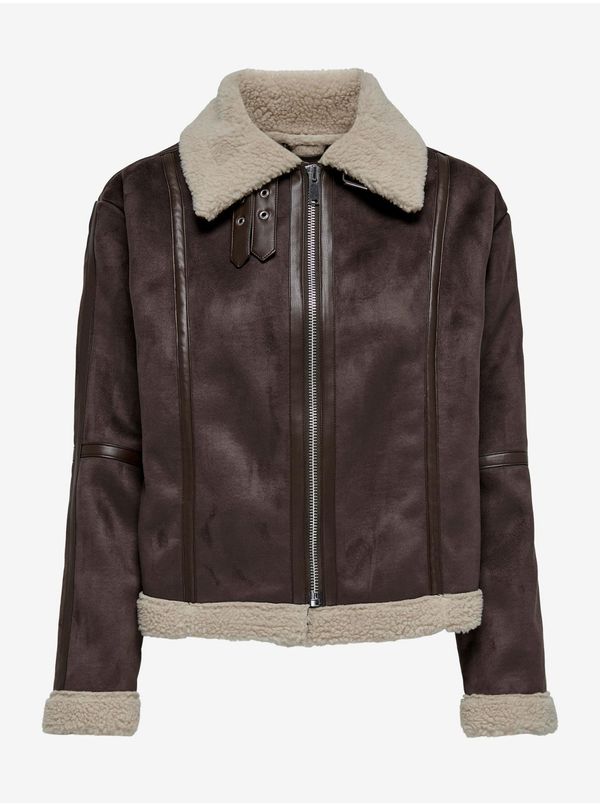 JDY Дамско тъмно кафяво яке в велур JDY Merlin - жени