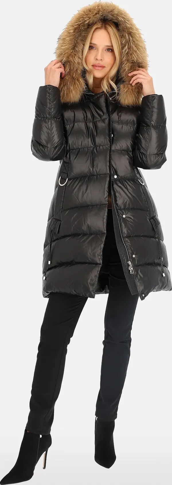PERSO Дамско ватирано палто с козина