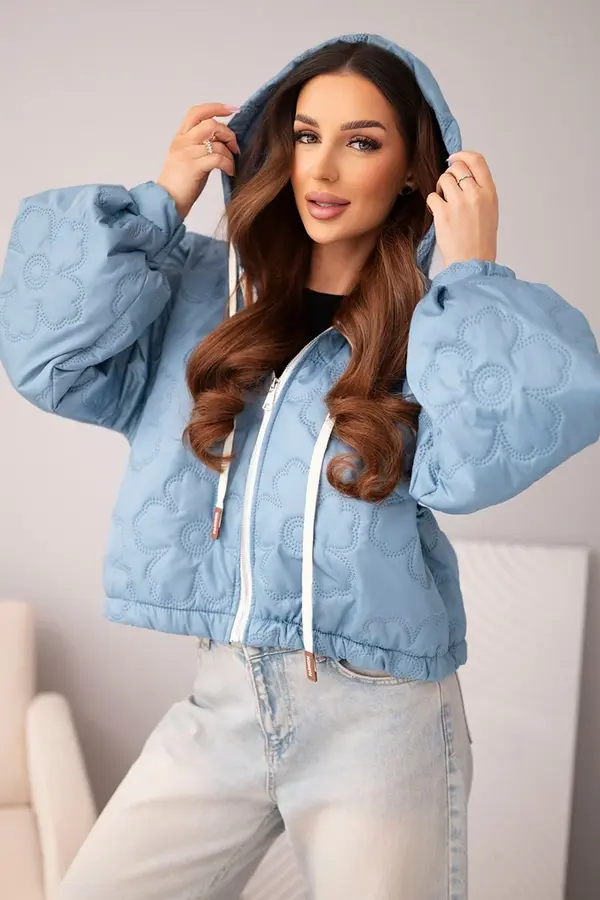 Kesi Włoski Дамско ватирано яке Kesi с качулка и флорален мотив